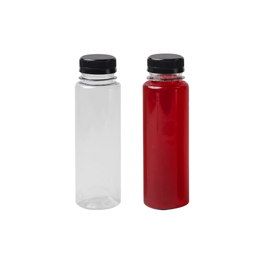 Food Grade PET Cylindrical Bottle with Single Cap 250ml - Black