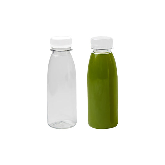 Food Grade PET Contour Bottle with Single Cap 300ml - White
