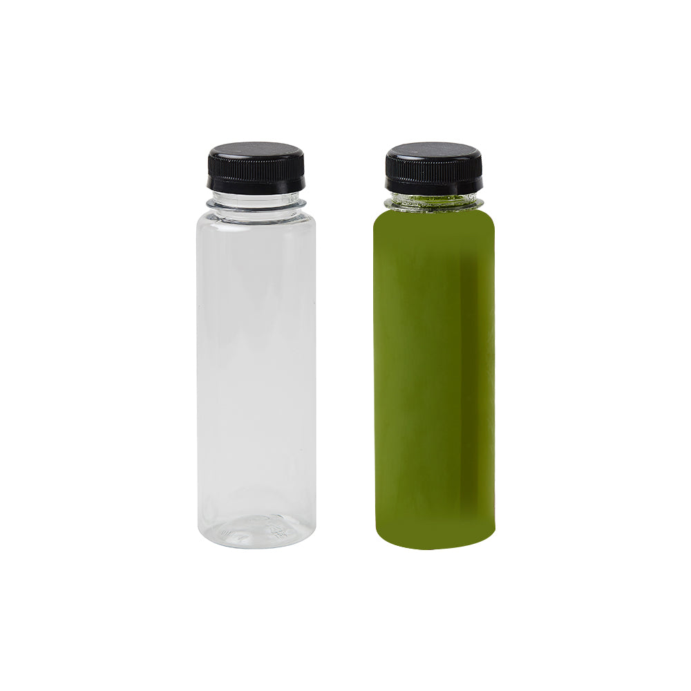 Food Grade PET Cylindrical Bottle with Single Cap 300ml - Black