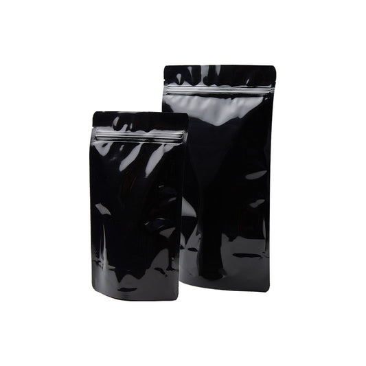 Gloss Black Stand Up Pouches with Reseal Zip - 500G