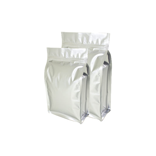 Gloss White Block Bottom Pouch with Easy Tear Zipper and Valve - 2kg