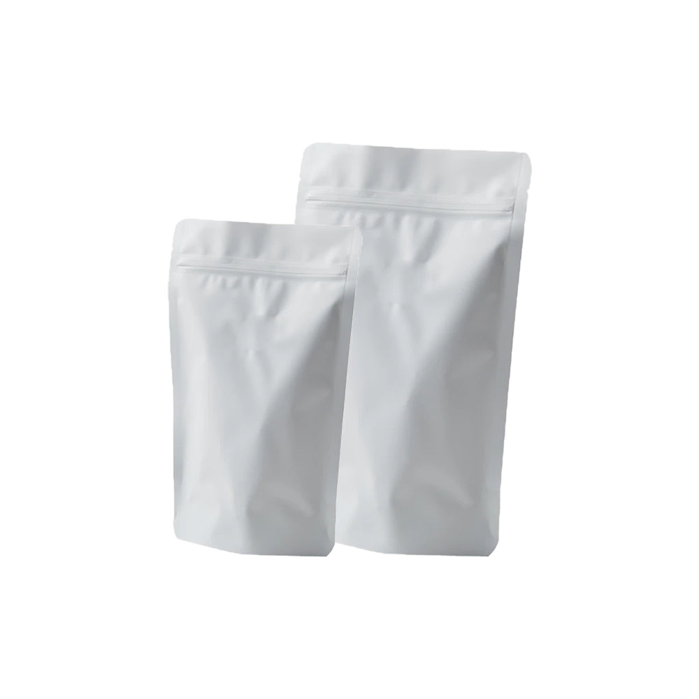 Matt White Stand Up Pouches with Reseal Zip