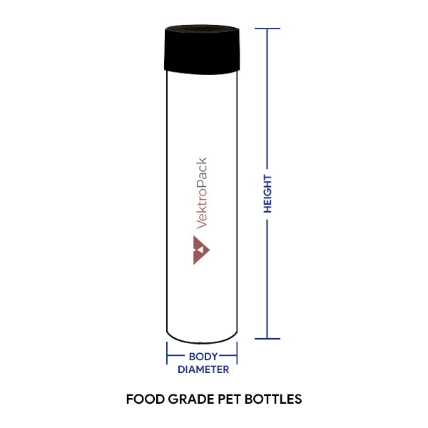 Food Grade PET Contour Bottle with Single Cap 350ml - Black