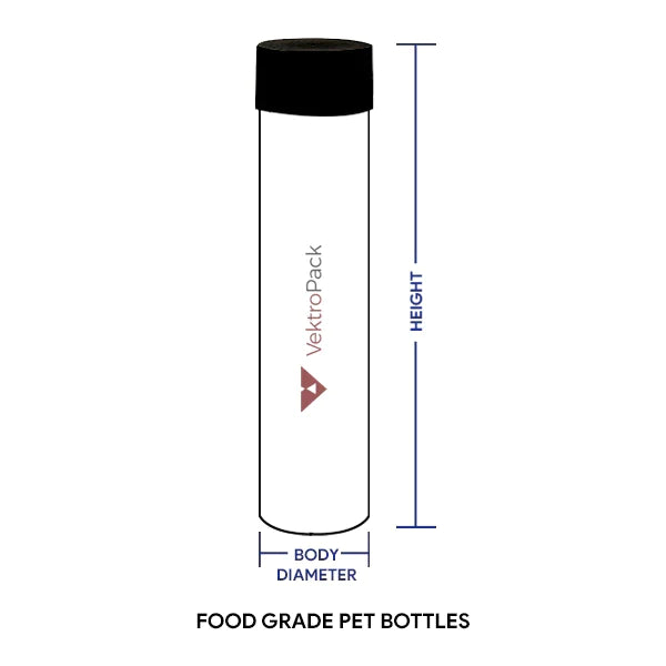 Food Grade PET Cylindrical Bottle with Single Cap 300ml - White