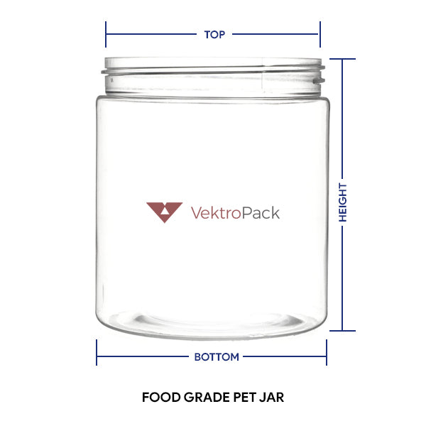Food Grade PET Jar with Black PP Cap - 800ml