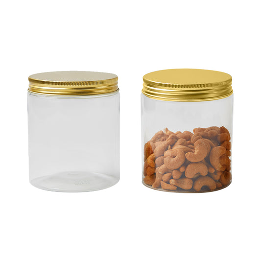 Food Grade PET Jar with AL Gold Cap - 600ml