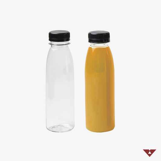 Food Grade PET Contour Bottle with Single Cap 350ml - Black